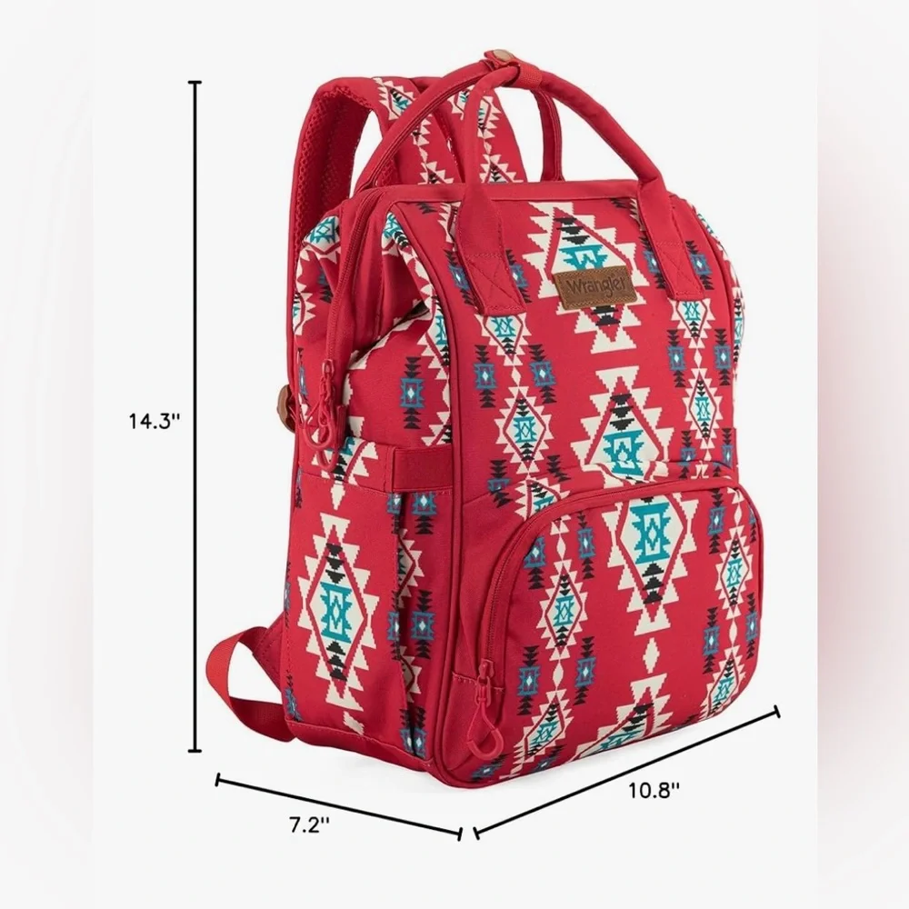 Wrangler Red and Blue Geometric Women's Backpack - Picture 7 of 12